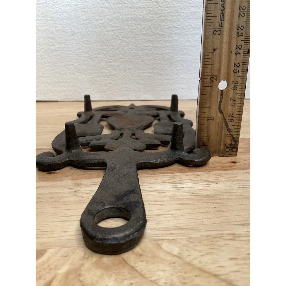 Vtg Dutch Cast Iron Metal Trivet Heart Dove Fork Bird Spoon Rest Old Tool Wilton